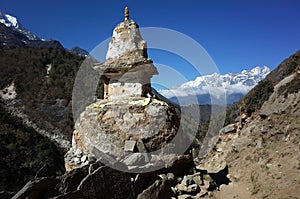 Old buddhist stupa on the Everest trek in Himalayas mountains, Nepal