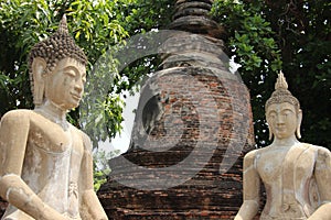 Old Buddhist Temple With Buddha Statue And One Stupa