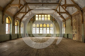 Old building in an abandoned hospital in Beelitz