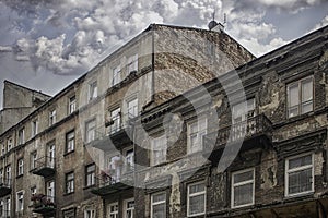 Old building against the blue sky tells of its historical past