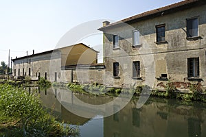 Old building along Naviglio Pavese near Certosa di Pavia, Italy
