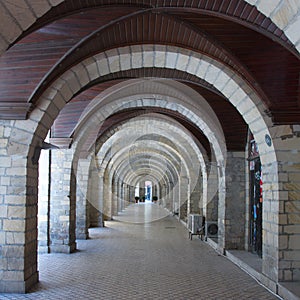 Old building Baku Torgovaya street Arches span of a building