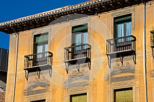 Old building balconies. Bib Rambla Square