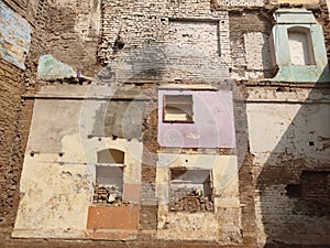 An old building being razed in Raja Bazar, Rawalpindi