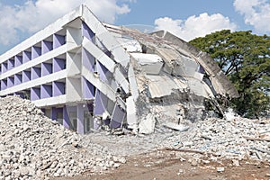 Old building collapse after earthquake wating to demolish by engineer photo