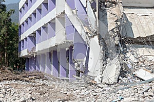 Old building collapse after earthquake wating to demolish by engineer