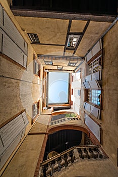 Old building courtyard in Montauban, France photo