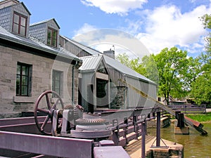 Old building for dam in Island of the mills, Canada