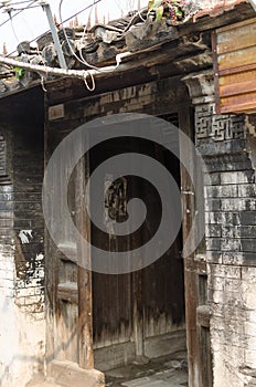 Old building doors and eaves shingle