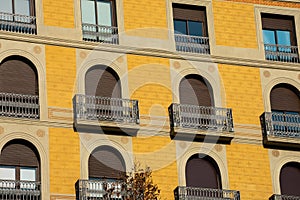 Old building facade and balconies on Passeig de Gracia photo