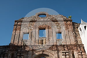 Old building facade in Casco Viejo in Panama City - historical a