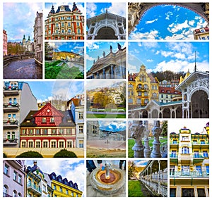 Building facades in Karlovy Vary, Czech Republic