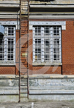 Old building fire escape ladder