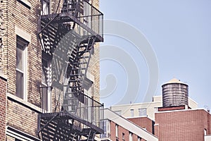 Old building fire escape, New York City
