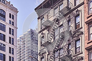 Old building fire escape, New York City