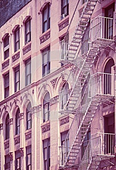 Old building with fire escapes, NYC