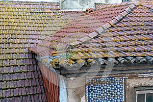 Old building frontage with roofs
