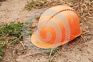 Old building helmet on the ground