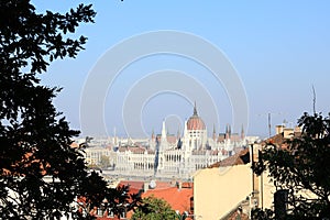 Old building of Hungarian Parliament by Danube River in Budapest