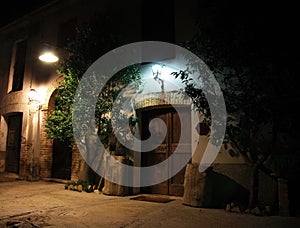 Old building lit at night