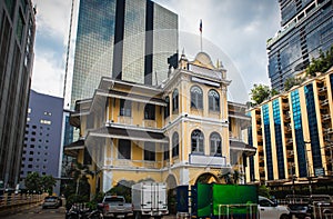 The Old Building with the Modern Building at Sathon road Bangkok Thailand