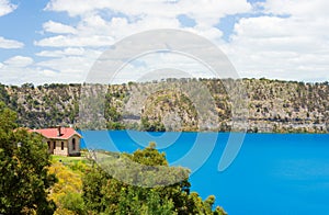 Old building ona side of The Blue Lake, Mount Gambier, South Australia