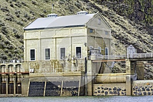 Old building that is part of a diversion dam near Boise