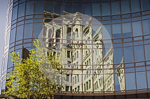 Reflection of an old building in New York Cityoffice building, New York City, United States, North America