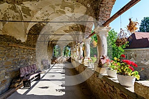 Old building in the renovation process at Cris Bethlen Castle in Mures county, in Transylvania Transilvania region, Romania in photo