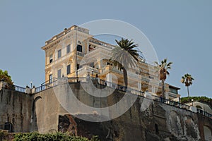 Old building on rock. Sorrento, Italy