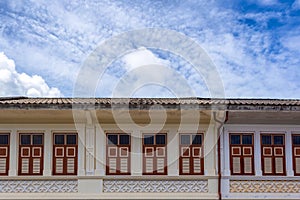 Old building sino portuguese style in Phuket, Thailand. Old building is a very famous tourist destination of Phuket