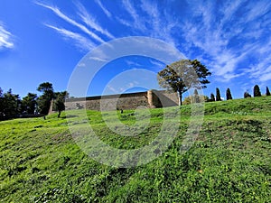 Old building, Square of Rinascimento in Urbino Italy on a sunny day photo