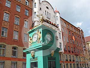 The old building of St. Petersburg and street clock