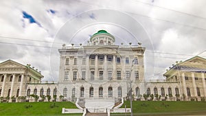 Old building of State Russian library, historical building famous as Pashkov House timelapse hyperlapse, Moscow, Russia