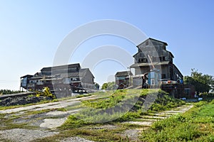 The old building for storing and pouring grain