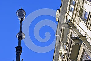 Old building and street light on Nevsky prospect in Saint-Petersburg