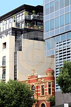 Old building surrounded by modern architecture in Adelaide, South Australia