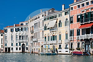 Old buildings along the Grand Canal in Venice