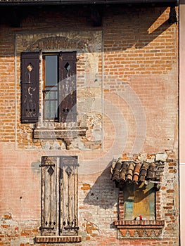 Old buildings along Naviglio Grande, Milan, Italy photo