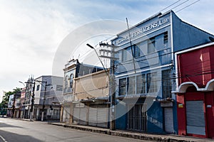 Old buildings along road, Manaus, Brazil