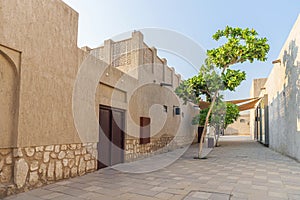 Old buildings in the Bastakia quarter, Dubai. The buildings are recreations of the old structures around Dubai Creek