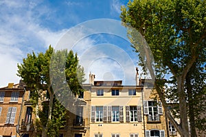 Old buildings at the Cours Mirabeau in Aix-en-Provence photo