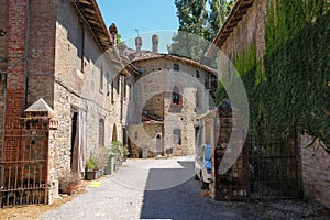 Old buildings in courtyard of ancient castle