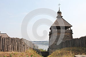 Old buildings on the island of Khortytsya photo