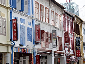 Old buildings located on main street in Chinatown Singapore