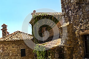 Old buildings in medieval Eze village at french Riviera coast Provence, France