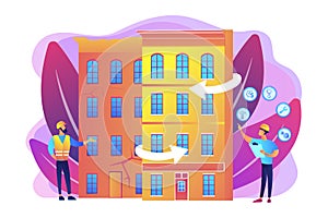 Old buildings modernization concept vector illustration