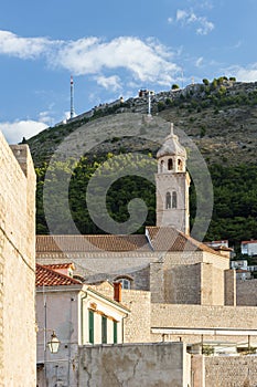 Old buildings and Mount Srd in Dubrovnik