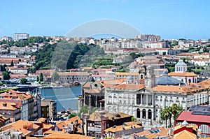 Old buildings in Porto city Portugal. Red roofs of historic area