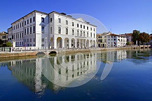 OLD BUILDINGS ON THE RIVER IN TREVISO CITY IN ITALY